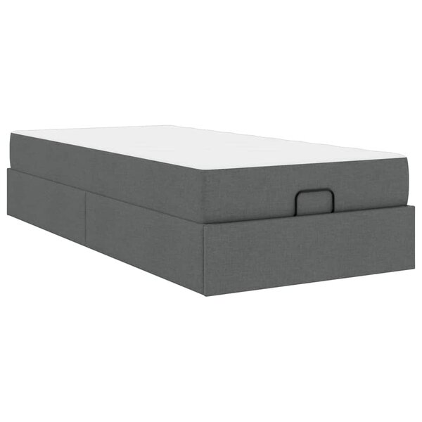 vidaXL Cadre de lit avec matelas Gris foncé 80 x 200 cm tissu