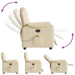 vidaXL Fauteuil de massage inclinable Crème Tissu
