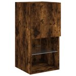 vidaXL Meuble TV muraux 4 Pièces avec lumières LED chêne fumé