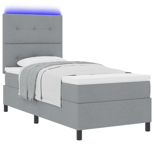 vidaXL Lit à Ressort avec Matelas & LED Gris Clair 90x190 cm Tissu