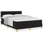 vidaXL Lit à sommier avec matelas noir 140x200 cm tissu