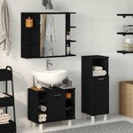 vidaXL Ensemble de meubles de salle de bain 3 pièces en bois d'ingénierie noir chêne