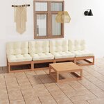 vidaXL Salon de jardin 5 Pièces avec coussins Bois de pin massif