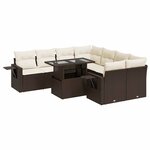 vidaXL Salon de jardin avec coussins 9 Pièces marron résine tressée