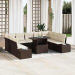 vidaXL Ensemble de canapé de jardin 10 Pièces Marron et crème