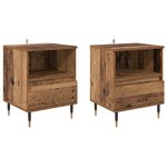 vidaXL Cabinet de chevet avec tiroir 2 Pièces Bois ancien 40 x 35 x 50 cm