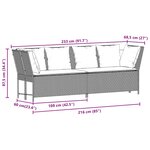 vidaXL Canapé de jardin avec coussins Noir Résine tressée
