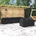 vidaXL Salon de jardin 8 Pièces avec coussins Résine tressée Noir