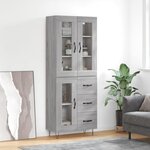 vidaXL Buffet haut Sonoma gris 69 5x34x180 cm Bois d'ingénierie