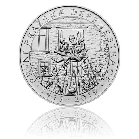 Pièce de monnaie 200 Korun République Tchèque Première défenestration de Prague 2019 – Argent