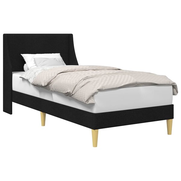 vidaXL Cadre de lit Uni avec tête de lit Noir 100 x 200 cm tissu
