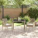 vidaXL Ensemble de salle à manger pour jardin 3 Pièces Beige Poly rotin
