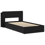 vidaXL Cadre de lit avec rangement Noir 75 x 190 cm Bois d'ingénierie