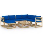 vidaXL Salon de jardin 8 Pièces avec coussins bois de pin imprégné