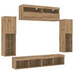 Armoires Murales TV vidaXL avec Éclairage LED 2 Pièces Chêne Artisanal 80x30x30 cm
