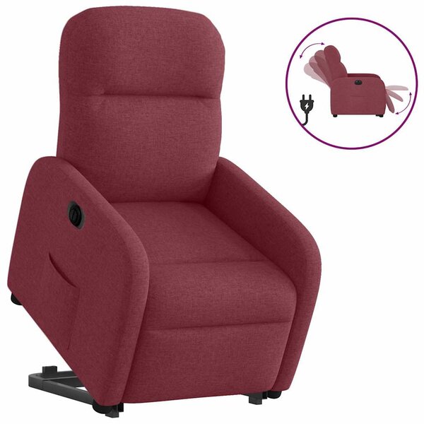 vidaXL Fauteuil inclinable électrique rouge bordeaux tissu