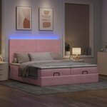 vidaXL Cadre de lit ottoman avec matelas rose 200x200 cm velours