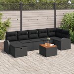 vidaXL Ensemble de canapés de jardin 8 pièces avec coussins Noir Poly Rattan