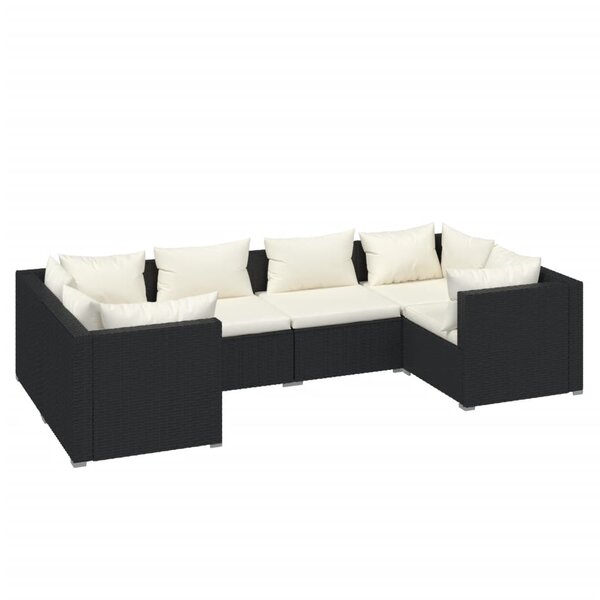 vidaXL Salon de jardin 6 Pièces avec coussins résine tressée noir