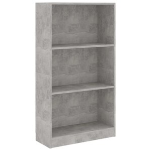 vidaXL Bibliothèque 3 niveaux Gris béton 60x24x109cm Bois d'ingénierie