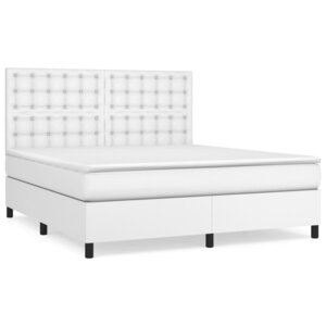 vidaXL Sommier à lattes de lit avec matelas Blanc 180x200cm Similicuir