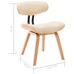 vidaXL Chaises à manger lot de 2 crème bois courbé et similicuir
