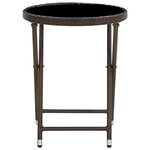 vidaXL Table à thé Marron 60 cm Résine tressée et verre trempé