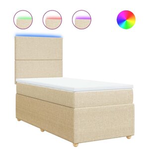 vidaXL Sommier à lattes de lit avec matelas Crème 100x200 cm Tissu