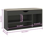 vidaXL Banc à chaussures et coussin Gris 104x30x49cm Bois d'ingénierie