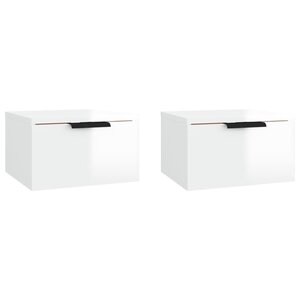 vidaXL Tables de chevet murales 2 Pièces blanc brillant 34x30x20 cm