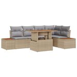 vidaXL Ensemble de canapé de jardin 6 Pièces Beige Poly rotin