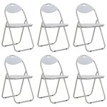 vidaXL Chaises pliantes à manger lot de 6 blanc similicuir