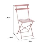 Set bistrot 2 personnes - Table ronde 60 cm avec 2 chaises - Acier  thermolaqué - Rose