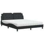 vidaXL Lit avec matelas noir 160x200 cm similicuir