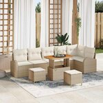 Ensemble de Canapé de Jardin vidaXL 9 Pièces avec Coussins Beige Rattan Acacia