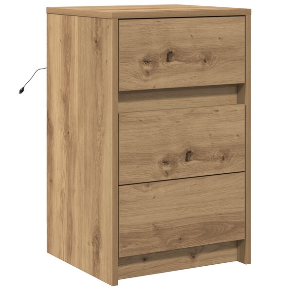 vidaXL Table de chevet avec lumières LED Chêne artisanal Bois reconstitué