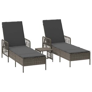 vidaXL Chaise longue avec coussin 2 Pièces Gris 35 x 35 x 32cm polyrotin