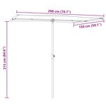 vidaXL Parasol de jardin avec mât en aluminium 2x1 5 m Noir