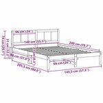 vidaXL Cadre de lit Marron 140 x 200 cm Bois de pin massif