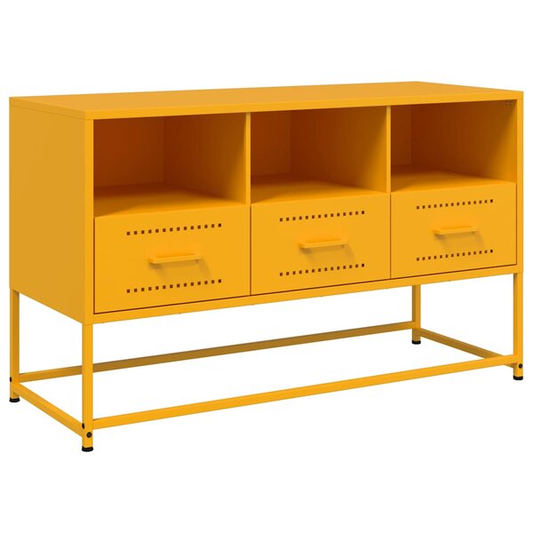 vidaXL Meuble TV jaune moutarde 100 5x39x60 5 cm acier