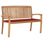 vidaXL Banc de jardin empilable et coussin 128 5cm Bois de teck massif