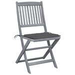 vidaXL Chaises pliables d'extérieur lot de 6 et coussins Bois d'acacia