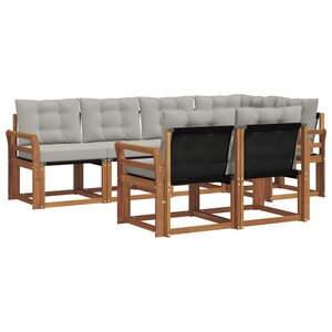 vidaXL Ensemble de canapés d'extérieur 7 pc Gris Naturel et Clair