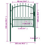 vidaXL Portail de clôture avec pointes Acier 100x100 cm Vert