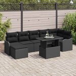 vidaXL Ensemble de canapé de jardin avec coussin 8 Pièces Noir Poly rotin