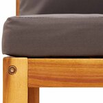 vidaXL Canapé de jardin sans accoudoirs avec coussins en bois d'acacia et rotin