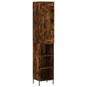 vidaXL Buffet haut Chêne fumé 34 5x34x180 cm Bois d'ingénierie
