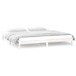 vidaXL Cadre de lit à LED blanc 135x190 cm double bois massif