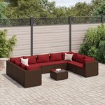 vidaXL Salon de jardin 10 Pièces avec coussins marron résine tressée