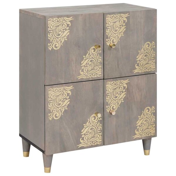 vidaXL Buffet Gris et or 60 x 33 x 75 cm Bois de manguier massif